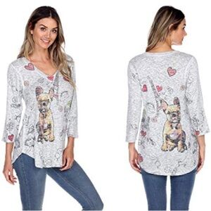 Inoah - Frenchy in Paris, 3/4 Sleeve, V-Neck sz Small